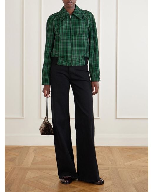 Marni Green Cropped Checked Wool And Cotton-Blend Twill Jacket