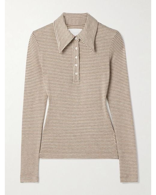 Citizens of Humanity Natural Shara Striped Jersey Polo Shirt