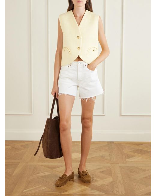 Agolde White Panna Cotta Parker Long Short In