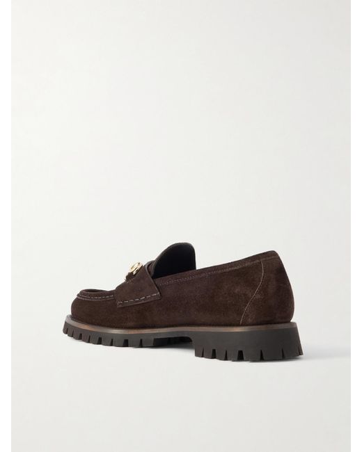 Gucci Brown Sylke Horsebit-Detailed Suede Loafers