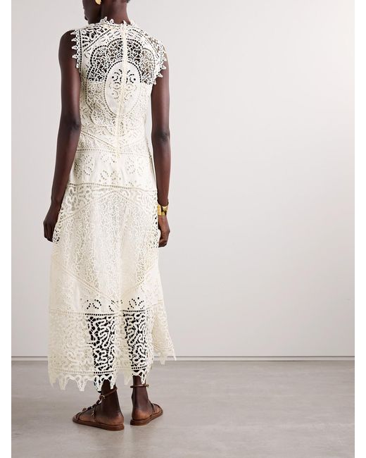 Ulla Johnson White Flora Guipure Lace-Trimmed Linen Maxi Dress