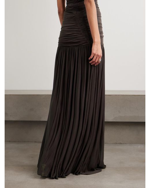 Christopher Esber Purple Orion Ruched Gathered Jersey Maxi Skirt