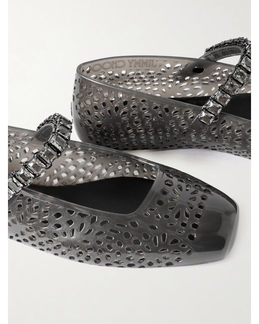 Jimmy Choo White The Jelly Crystal-Embellished Tpu Ballet Flats