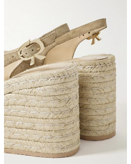 Gianvito Rossi Natural 110 Suede Slingback Platform Espadrilles