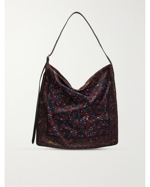 Dries Van Noten Black Printed Satin Shoulder Bag