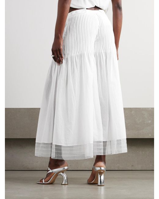 Pantalon Large En Mousseline De Coton À Plis Nervures Vanished Christopher Esber en coloris White