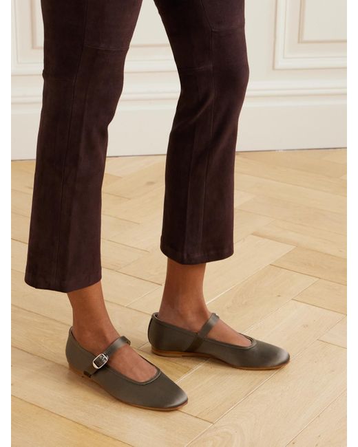 Le Monde Beryl Satin Mary Jane Ballet Flats in Brown | Lyst
