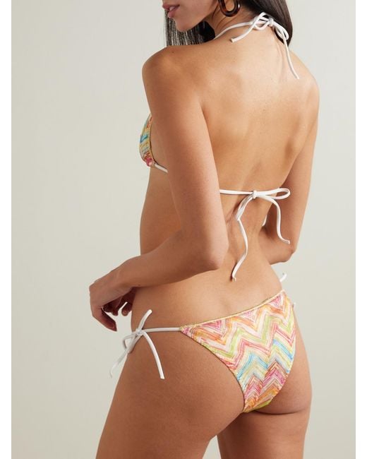 Missoni Multicolor Mare Striped Metallic Crochet-Knit Triangle Bikini