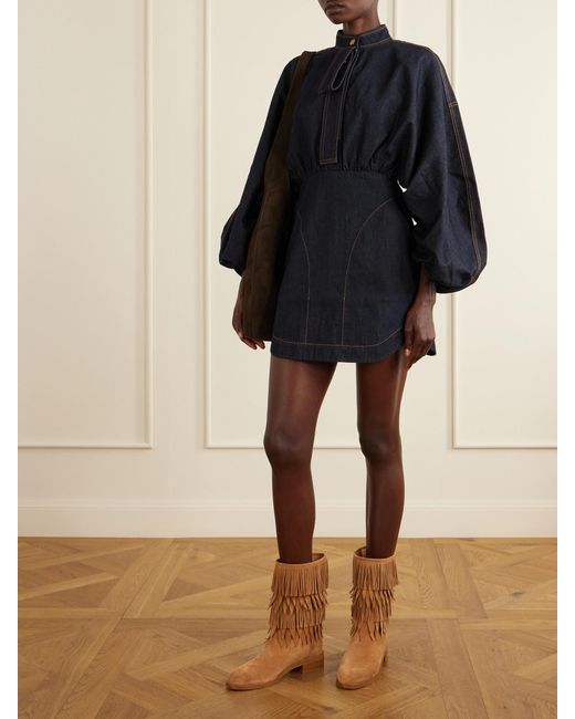 Aquazzura Brown Maverick 35 Fringed Suede Boots