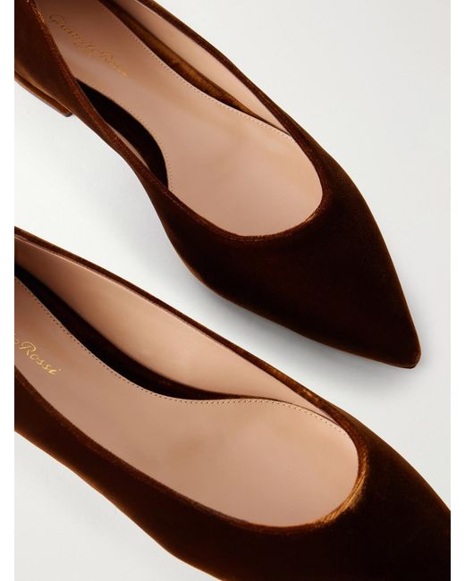 Gianvito Rossi Brown Gianvito Velvet Ballet Flats