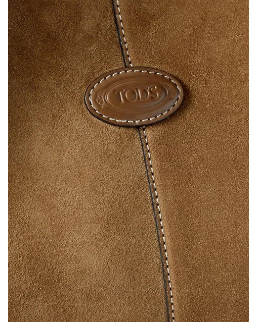 Tod's Brown Di Bag Leather-Trimmed Suede Shoulder Bag