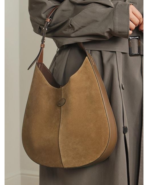 Tod's Brown Di Bag Leather-Trimmed Suede Shoulder Bag