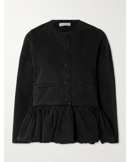 LIBEROWE Black Jeansjacke Mit Schößchen