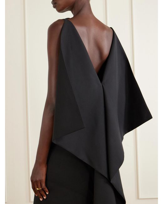 Jil Sander Black Open-Back Silk And Wool-Blend Midi Dress