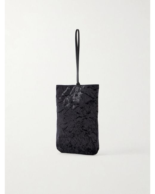 Valesque White Bundle Leather-Trimmed Velvet Clutch
