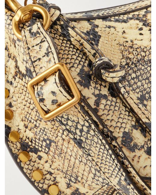 Isabel Marant Metallic Oskan Moon Schultertasche Aus Leder Mit Schlangeneffekt Und Nieten