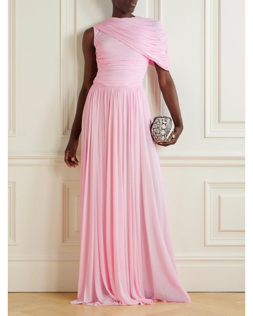 Giambattista Valli Pink Asymmetric Draped Jersey Gown