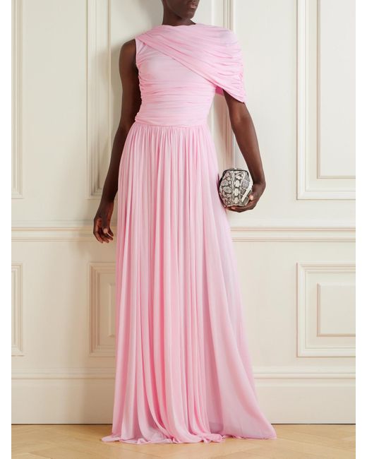 Giambattista Valli Pink Asymmetrisches Kleid Aus Jersey Mit Falten