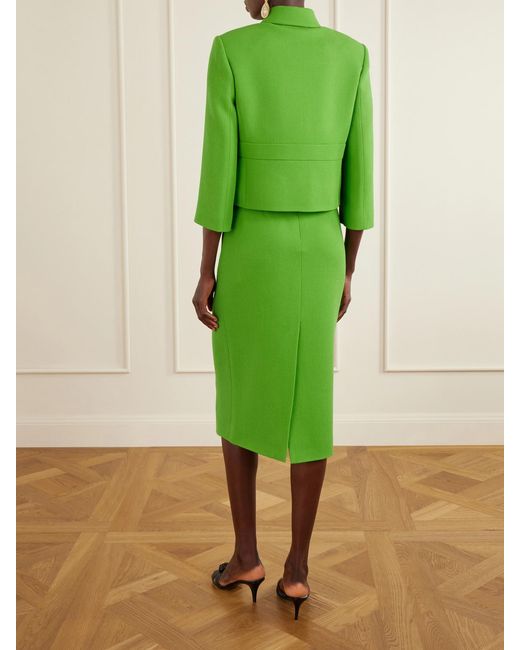 Valentino Garavani Green Cropped Wool-Crepe Jacket