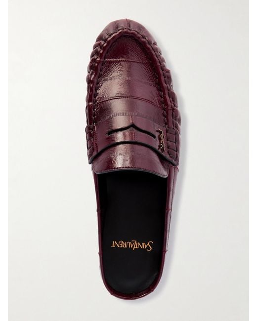 Chaussons De Ville En Cuir D'Anguille Le Loafer Saint Laurent en coloris Brown