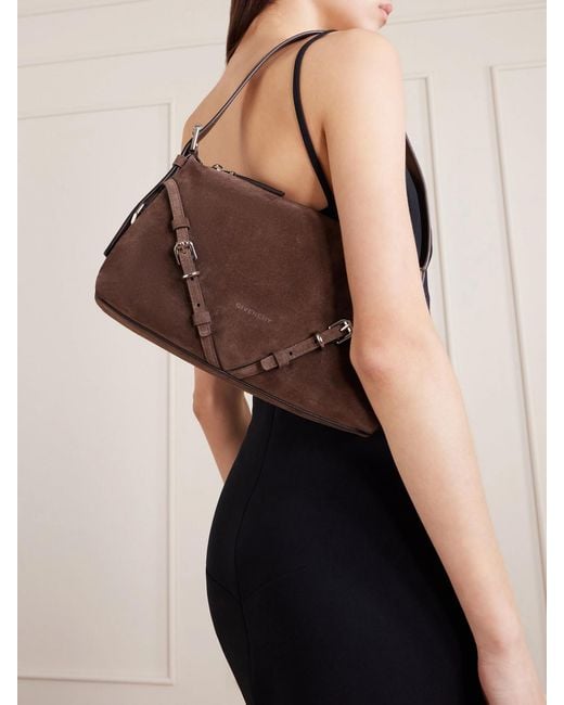 Givenchy Brown Voyou Suede Shoulder Bag