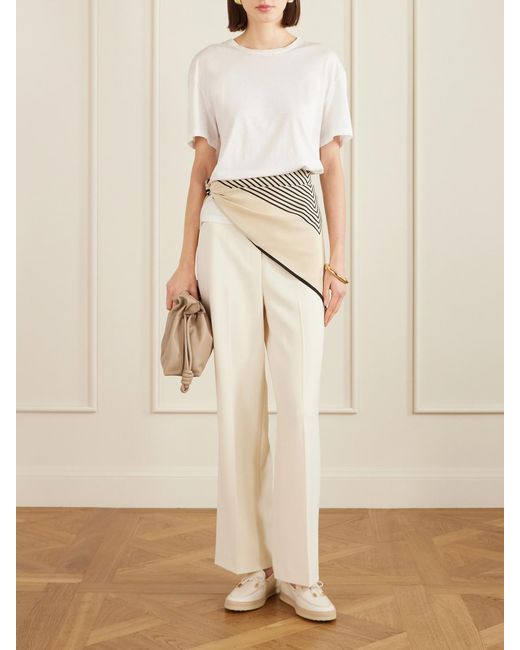 Tod's Natural Gomma Raffia-Trimmed Bow-Detailed Suede Loafers