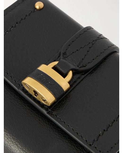 Chloé Black Paddington Embellished Textured-Leather Cardholder