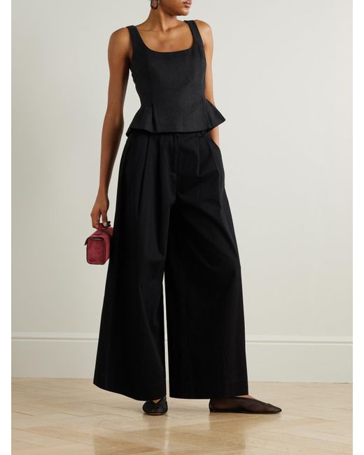 Posse Black Wesley Bundfaltenhose Mit Weitem Bein Aus Baumwoll-Twill