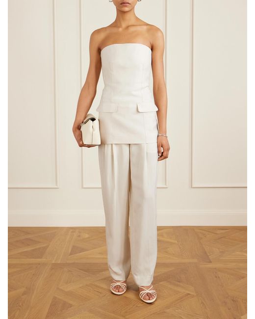 Totême Natural Strapless Darted Wool And Silk-Blend Crepe Bustier Top