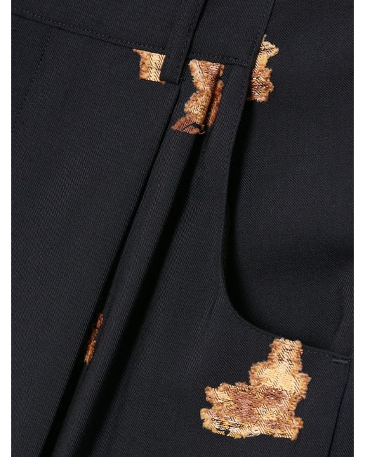 LIBEROWE Blue Annie Pleated Floral-Jacquard Metallic Wool-Blend Wide-Leg Pants