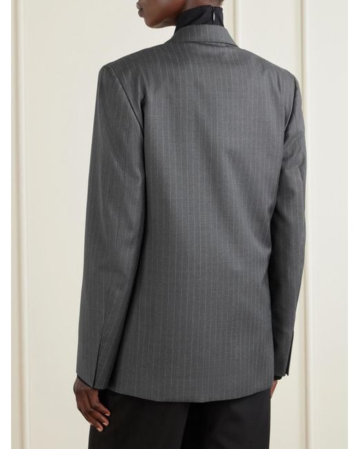 Gucci Gray Striped Printed Wool Blazer