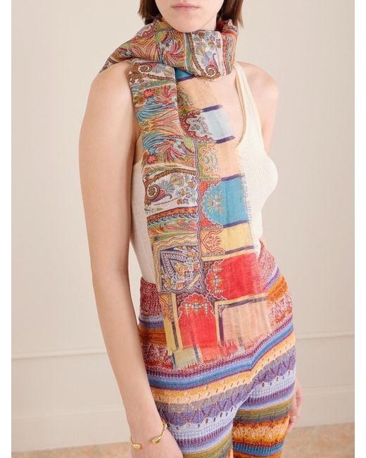Etro White Aida Printed Scarf