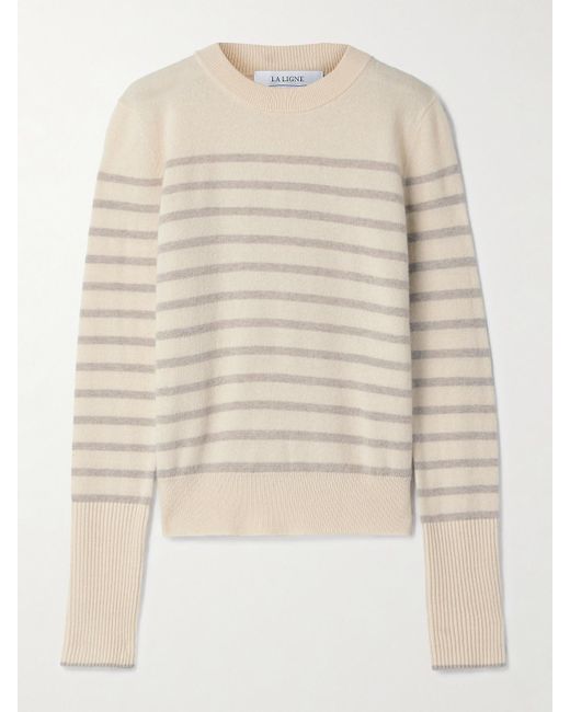 La Ligne Natural Lean Lines Gestreifter Pullover Aus Kaschmir