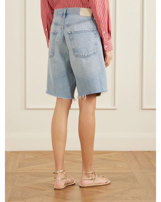 Citizens of Humanity Blue Ayla Frayed Denim Shorts