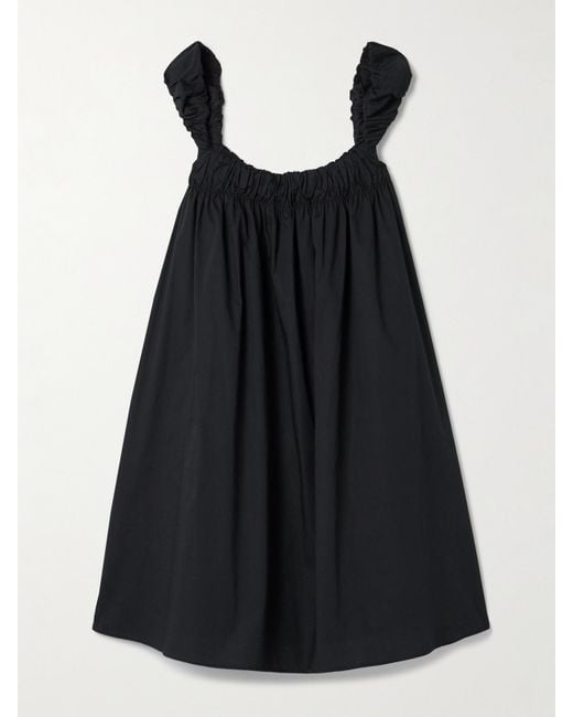 Staud Black Beau Minikleid Aus Popeline Aus Einer Baumwollmischung Mit Raffungen