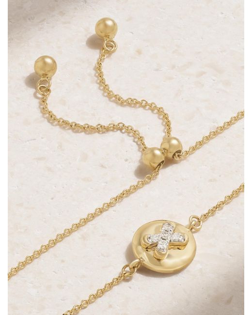 STONE AND STRAND Natural Button Armband Aus 14-Karätigem Mit Diamanten