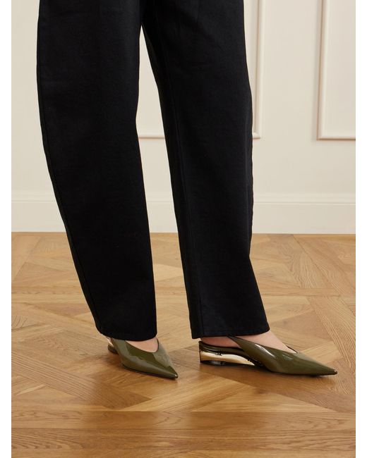 Alaïa Green 30 Patent-Leather Slingback Pumps