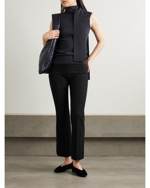 High Sport Black Kick It Cropped Cotton-Blend Jacquard Flared Pants