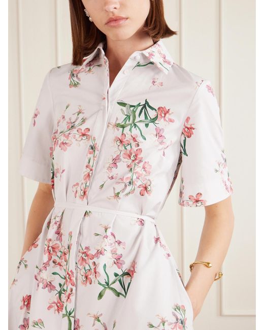 Erdem White Floral-Print Cotton-Poplin Midi Dress