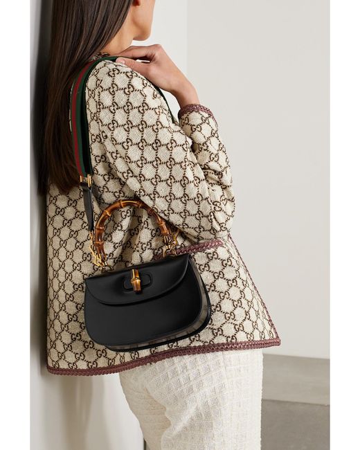 Gucci Black Bamboo 1947 Leather Shoulder Bag