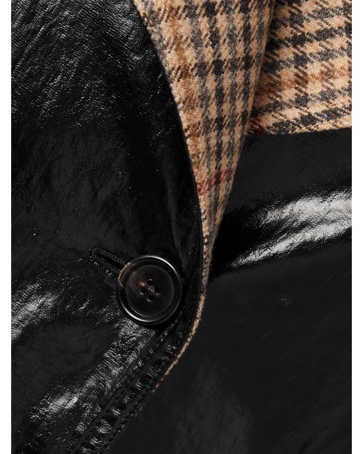 Chloé Black Wool-Blend Trimmed Coated-Linen Double-Breasted Coat