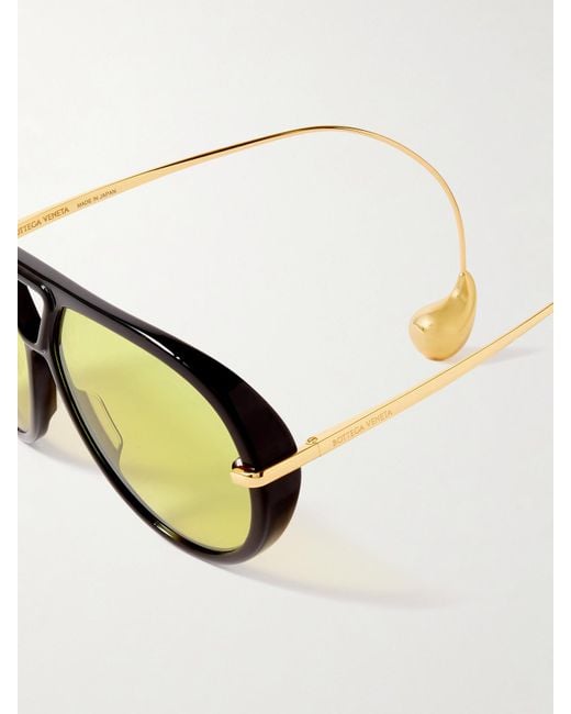 Bottega Veneta Metallic Pilotensonnenbrille Aus Recyceltem Azetat Mit Goldfarbenen Details Und Verzierungen