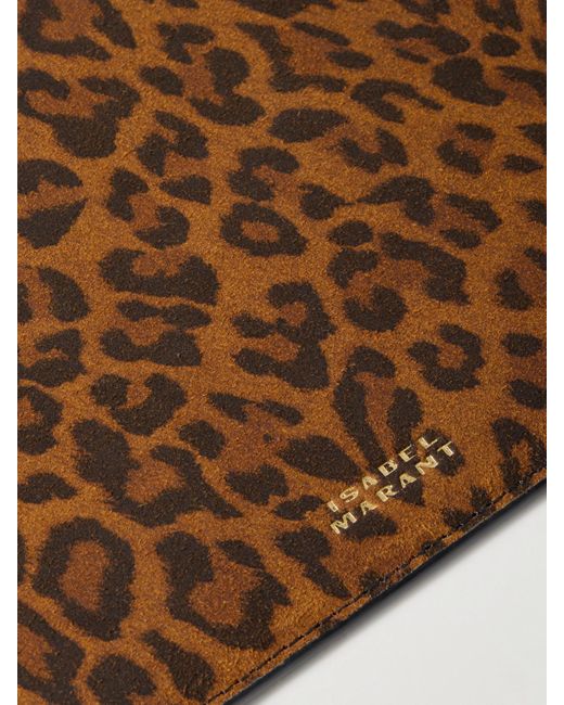 Pochette En Cuir À Imprimé Léopard Et À Clous Isabel Marant en coloris Brown