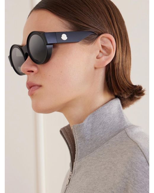Moncler Black Round-Frame Acetate Sunglasses