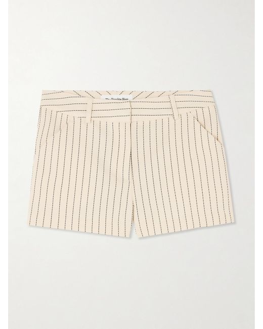 Frankie Shop Natural Kate Pinstriped Twill Shorts