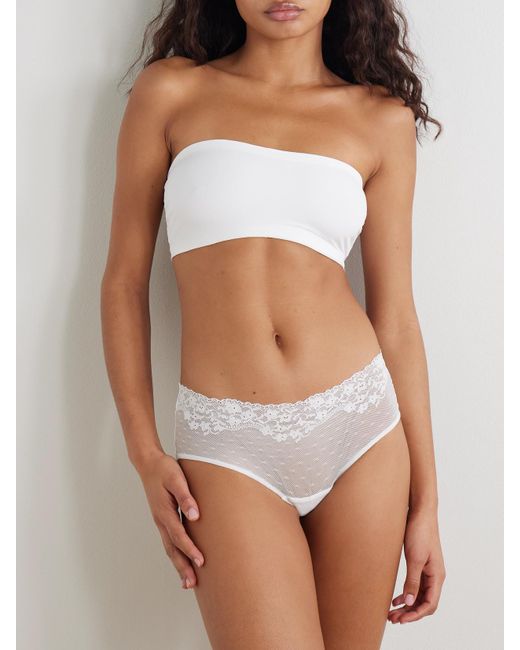 Commando White Double Take Höschen Aus Stretch-Jersey Und Spitze