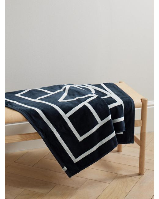 Totême  Blue Cotton-Terry Jacquard Beach Towel