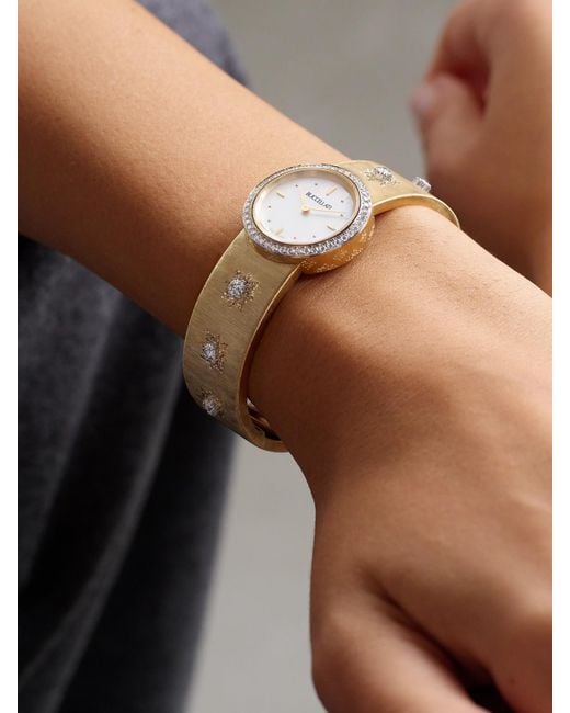 Buccellati White Macri 24 Mm Uhr Aus 18 Karat Mit Perlmutt Und Diamanten