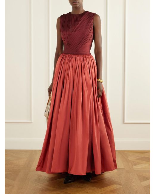Abadia Draped Gathered Taffeta Gown