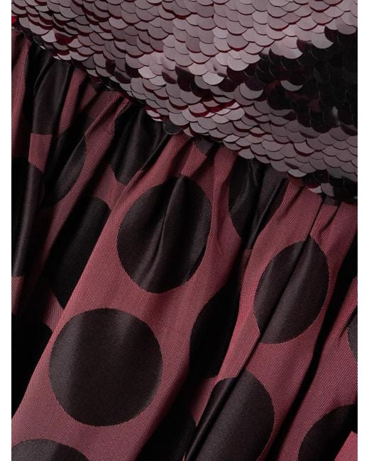 ‎Dima Ayad Purple Sequin-Embellished Polka-Dot Poplin Gown